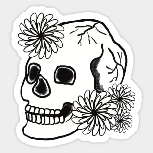 Skull & flowers Sticker